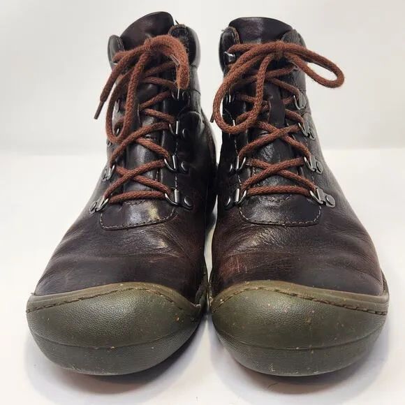 Keen Women Brown Leather Lace Up Ankle Hiking Boots Size 9.5 Outdoor Bumper Toe