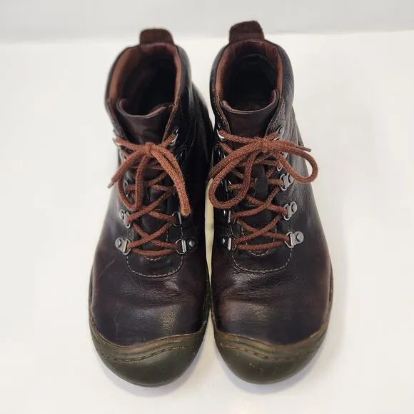 Keen Women Brown Leather Lace Up Ankle Hiking Boots Size 9.5 Outdoor Bumper Toe