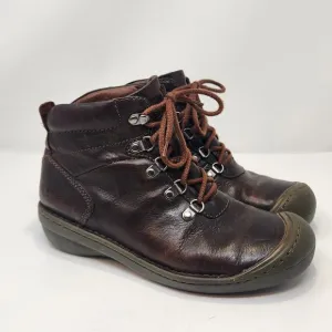 Keen Women Brown Leather Lace Up Ankle Hiking Boots Size 9.5 Outdoor Bumper Toe