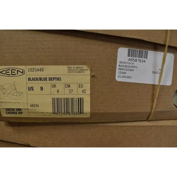 Keen Mens Size 9 UNEEK SNK Chukka Blue Black Waterproof Boots Shoes