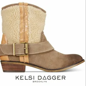 KELSI DAGGER Womens Tempest Brown Suede Ankle Boots. Size 10