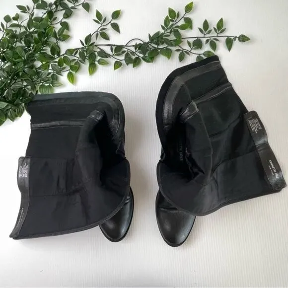 KENNET COLE LEVON LEATHER &amp; RIB KNIT KNEE HIGH BOOTS 6.5