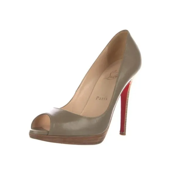 Khaki Green Christian Louboutin peeptoe heels sz 37.5EU