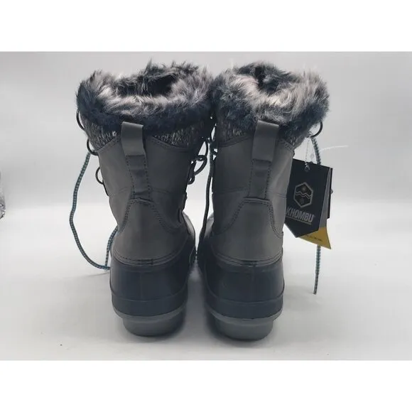 Khombu Kerigan Womens Winter Boots Size 7.5M Black Gray Waterproof