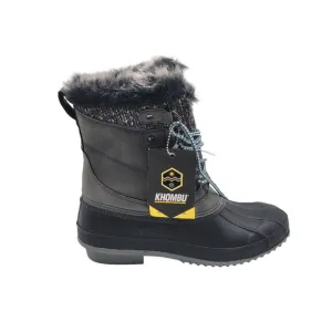 Khombu Kerigan Womens Winter Boots Size 7.5M Black Gray Waterproof