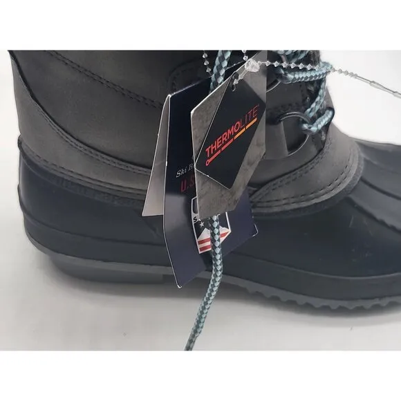 Khombu Kerigan Womens Winter Boots Size 7.5M Black Gray Waterproof