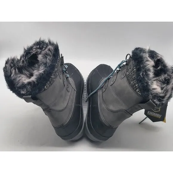 Khombu Kerigan Womens Winter Boots Size 7.5M Black Gray Waterproof