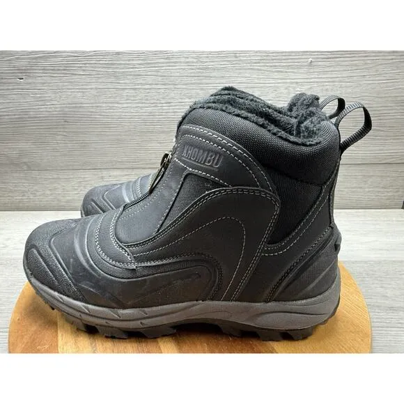 Khombu “Mason” Men’s Hybrid Winter Boot - Front Zip / Waterproof [Black] Size 8