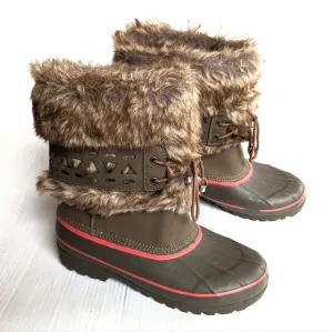 KHOMBU Nola faux fur leather duck boots