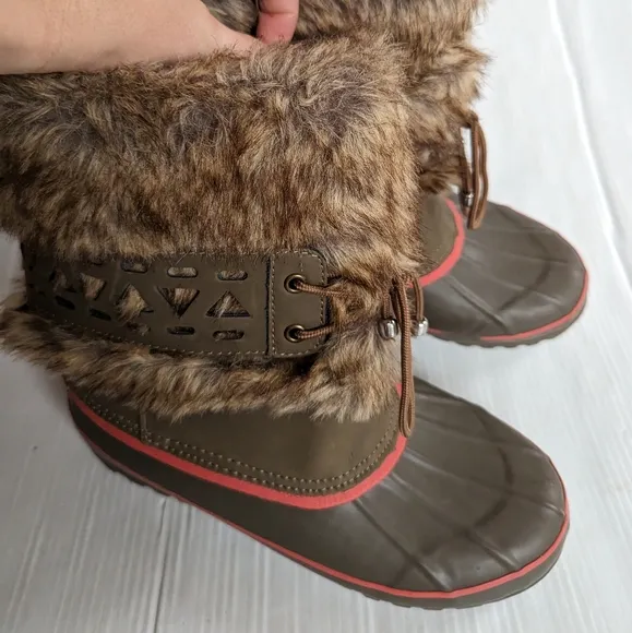 KHOMBU Nola faux fur leather duck boots