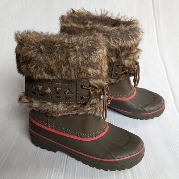 KHOMBU Nola faux fur leather duck boots