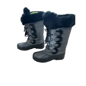 Khombu Women's Style #655536 Gray Leather Lace-Up Winter Boots Size 7