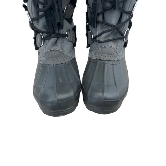 Khombu Women's Style #655536 Gray Leather Lace-Up Winter Boots Size 7