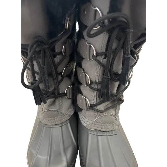 Khombu Women's Style #655536 Gray Leather Lace-Up Winter Boots Size 7