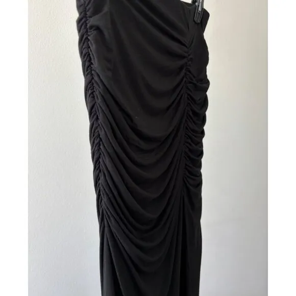 Klassy Network Skirt Medium BodyCon Ruched High Slit Festival Boho Glam Romantic