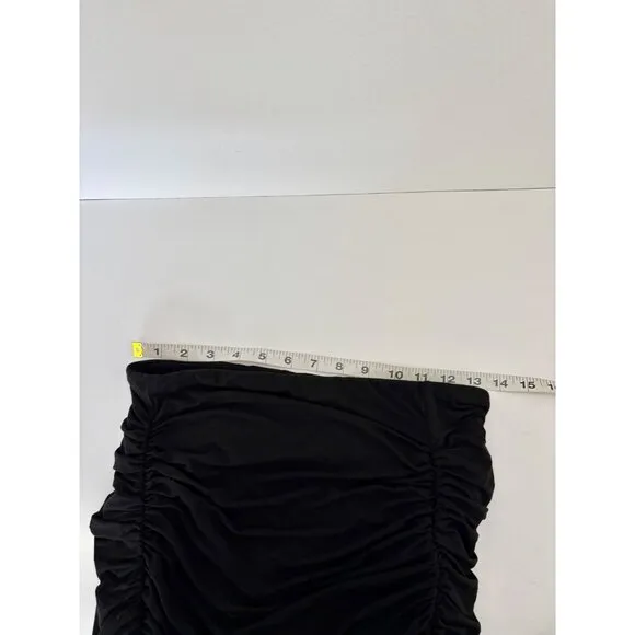 Klassy Network Skirt Medium BodyCon Ruched High Slit Festival Boho Glam Romantic