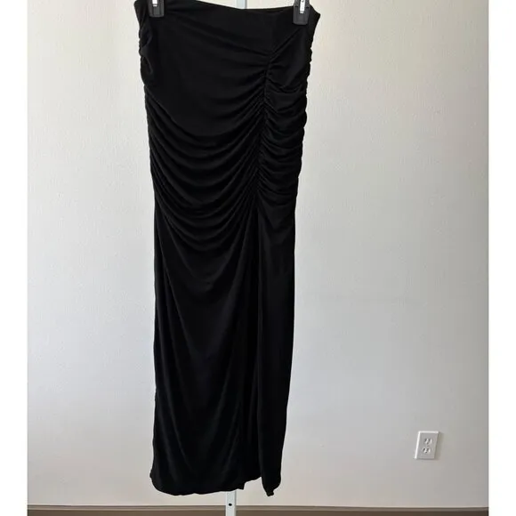 Klassy Network Skirt Medium BodyCon Ruched High Slit Festival Boho Glam Romantic