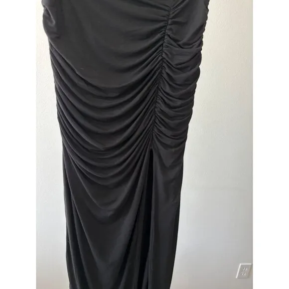 Klassy Network Skirt Medium BodyCon Ruched High Slit Festival Boho Glam Romantic