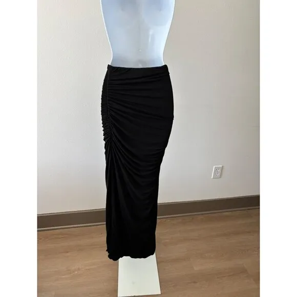 Klassy Network Skirt Medium BodyCon Ruched High Slit Festival Boho Glam Romantic