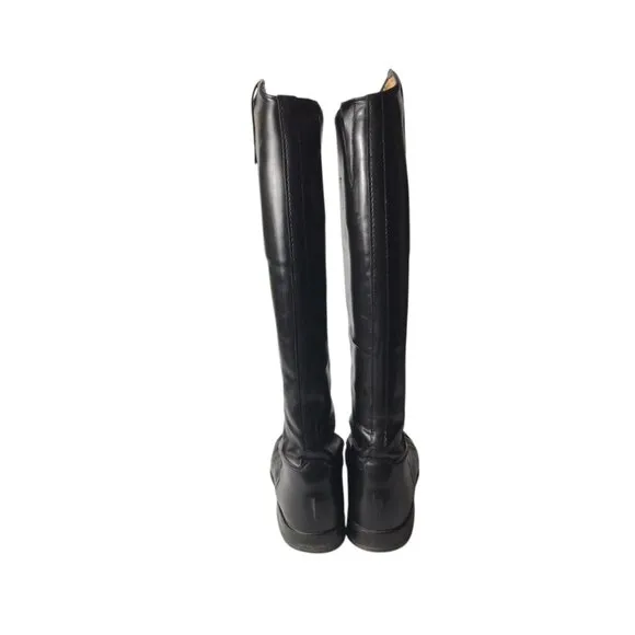Konigs Vintage German Long Dressage Riding Field Boots Black Leather US 7.5