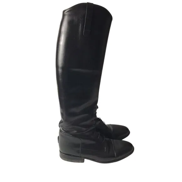 Konigs Vintage German Long Dressage Riding Field Boots Black Leather US 7.5