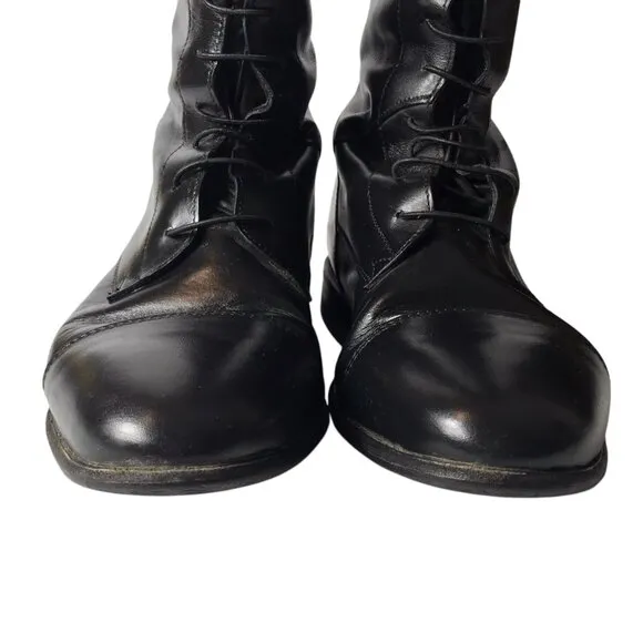Konigs Vintage German Long Dressage Riding Field Boots Black Leather US 7.5