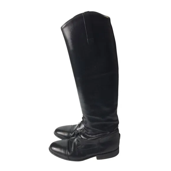 Konigs Vintage German Long Dressage Riding Field Boots Black Leather US 7.5