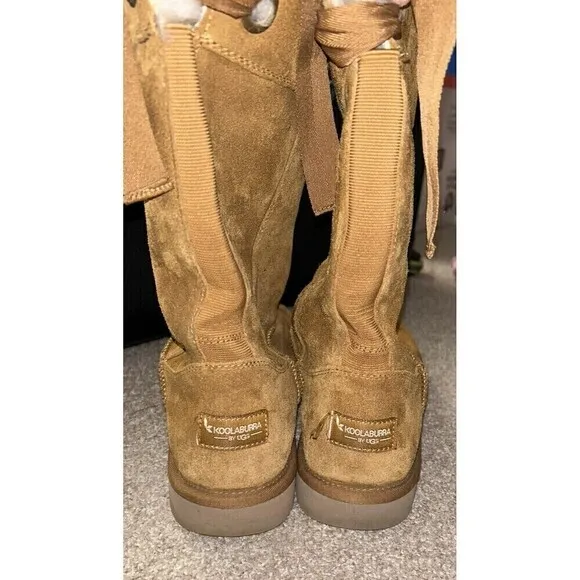 Koolaburra by Ugg Andrah Tall Suede Womens Boots Size 10 Sheepskin Chestnut
