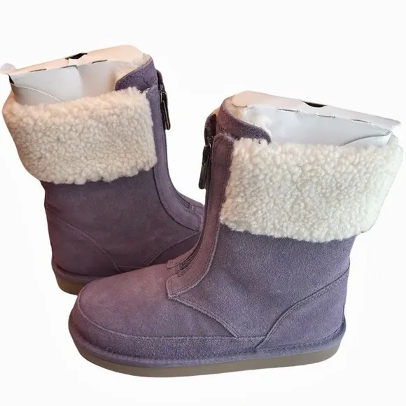 Koolaburra by UGG Girls Purple Suede Zip Up Boots Size 1‎ Youth Brand New