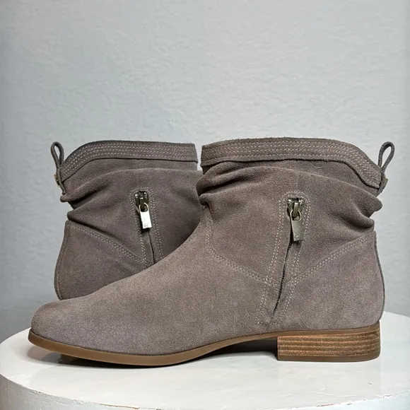 KOOLABURRA BY UGG LORELEI  TAUPE SUEDE SLOUCHY ANKLE BOOTS BOOTIES