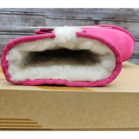 Koolaburra By UGG Victoria Short Pink Faux Suede &amp; Fur Big Girl's Boots Size 5