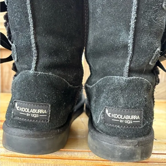 Koolaburra by UGG Victoria Tall Black Suede Pull On Boot with Bows Size 3