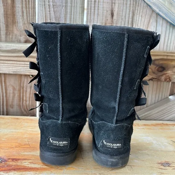 Koolaburra by UGG Victoria Tall Black Suede Pull On Boot with Bows Size 3