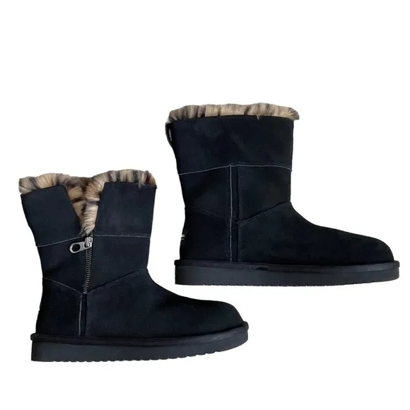 Koolaburra  by Ugg Women’s Aribel Black Leopard Suede Short Winter Boots Size 6