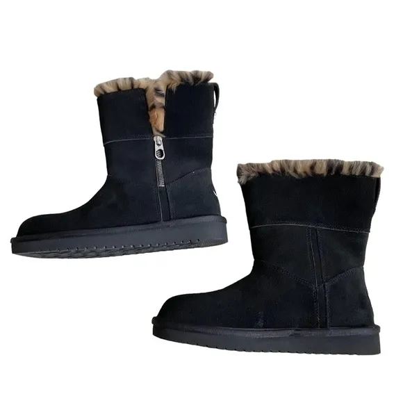 Koolaburra  by Ugg Women’s Aribel Black Leopard Suede Short Winter Boots Size 6
