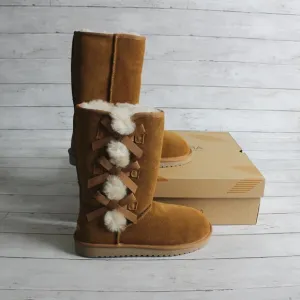 Koolaburra by Ugg Women's Tall Boots Size 10 Chestnut Brown Sherpa Lined