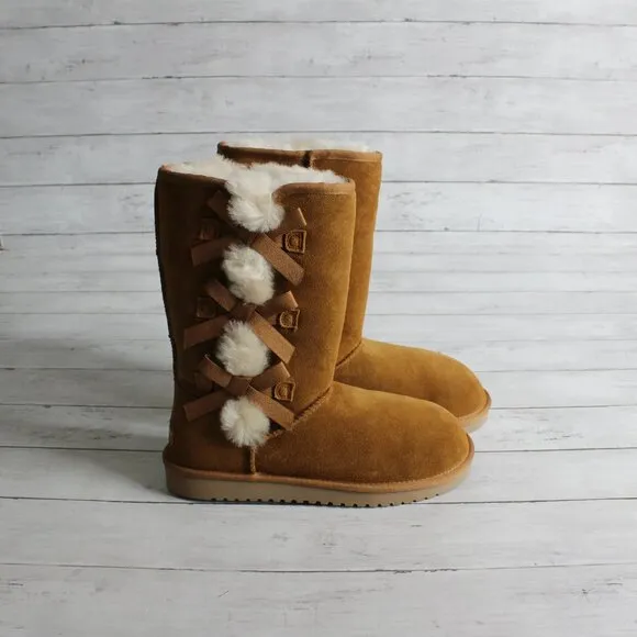 Koolaburra by Ugg Women's Tall Boots Size 10 Chestnut Brown Sherpa Lined