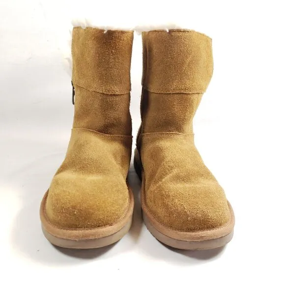 Koolaburra Girls Size 3 Aribel Short Brown Suede Winter Boots