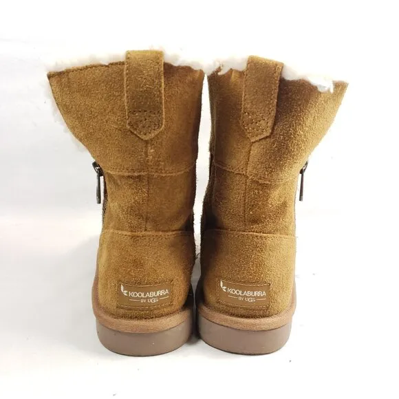 Koolaburra Girls Size 3 Aribel Short Brown Suede Winter Boots
