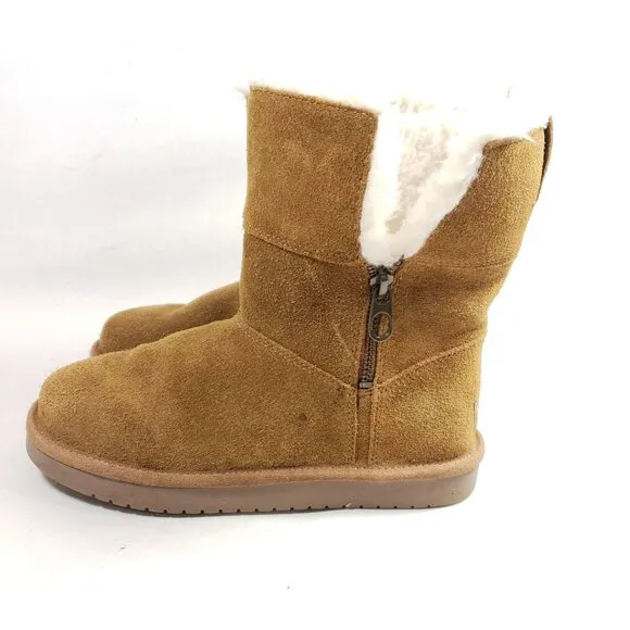 Koolaburra Girls Size 3 Aribel Short Brown Suede Winter Boots