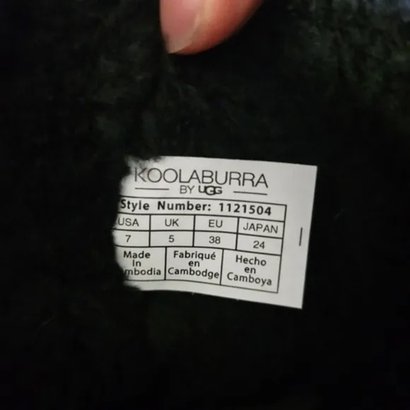 Koolaburra UGG Boot Black Delene Short Suede Faux Fur Line Buckle sz 7