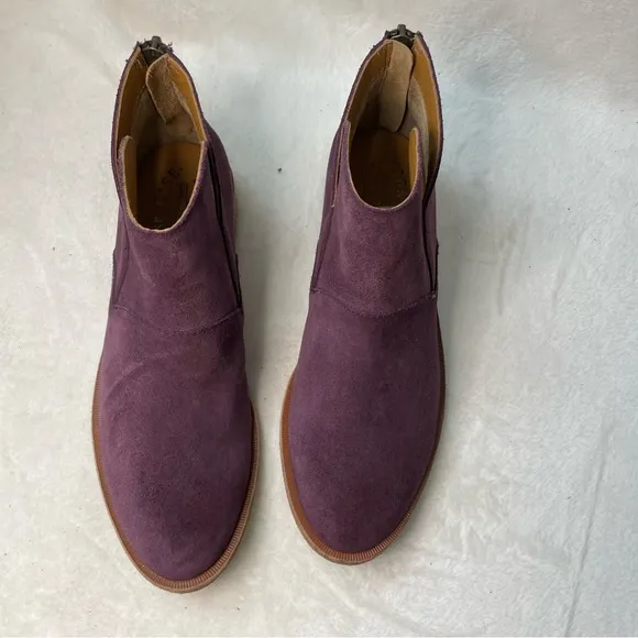 Kork-Ease Ryder Short‎ Ankle Boots Purple leather block heels NWOT B 215