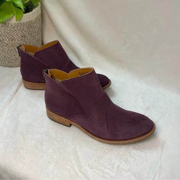 Kork-Ease Ryder Short‎ Ankle Boots Purple leather block heels NWOT B 215