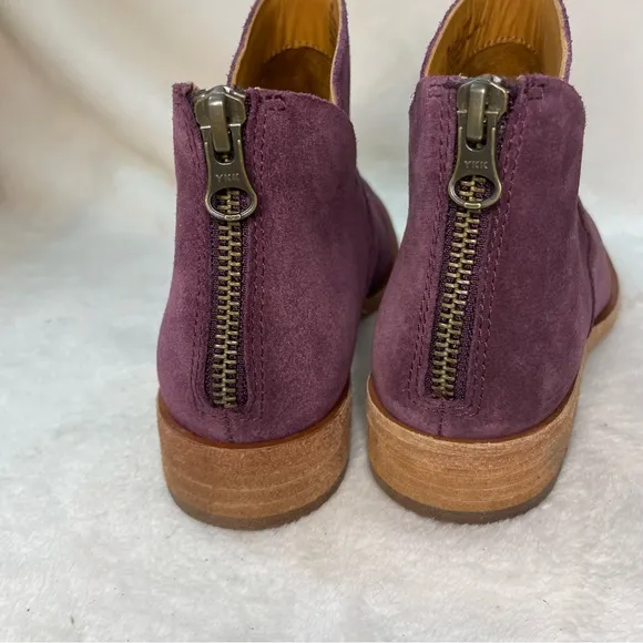 Kork-Ease Ryder Short‎ Ankle Boots Purple leather block heels NWOT B 215