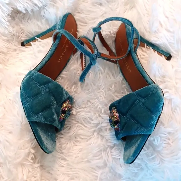 Kurt Geiger Kensington London Rainbow Eagle Teal Quilted Stylish High Heels EU