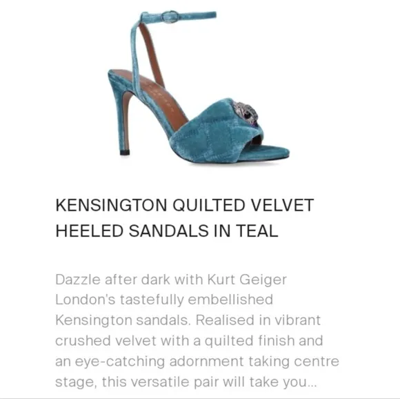 Kurt Geiger Kensington London Rainbow Eagle Teal Quilted Stylish High Heels EU