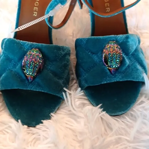 Kurt Geiger Kensington London Rainbow Eagle Teal Quilted Stylish High Heels EU