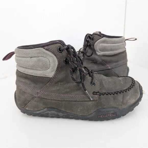 Kuru Quest Women's Hiking Gray leather lace up Boots Mocasine arch support sz 9