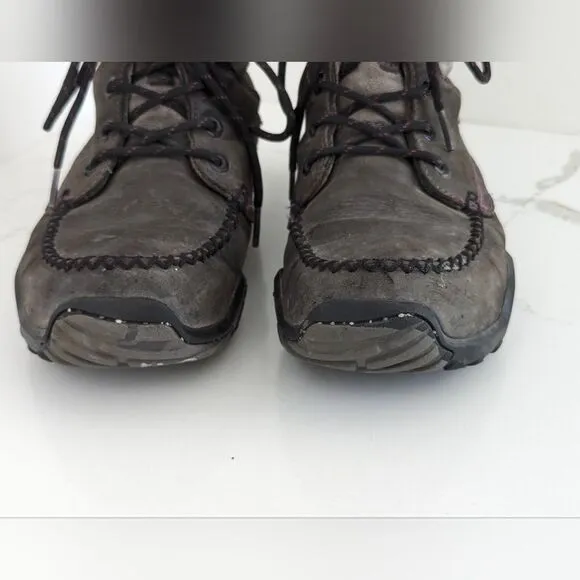 Kuru Quest Women's Hiking Gray leather lace up Boots Mocasine arch support sz 9