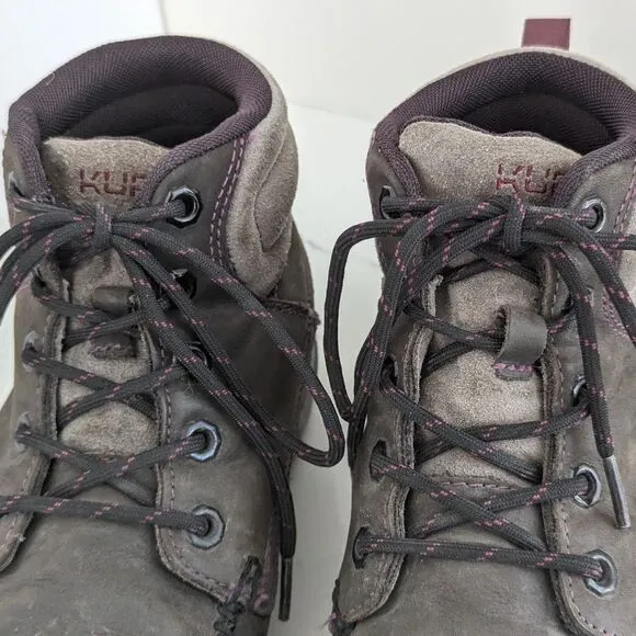 Kuru Quest Women's Hiking Gray leather lace up Boots Mocasine arch support sz 9